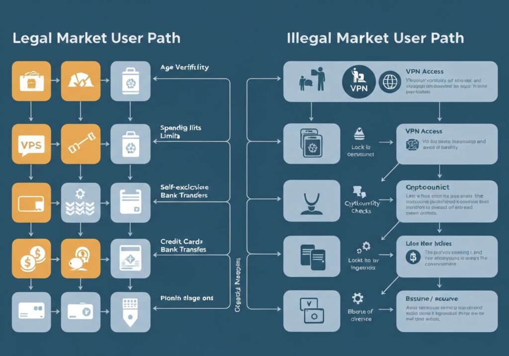 세계 지도에 광고 기프트어웨이와 픽셀 아트 스타일로 표시된 국가별 규제 수준을 비교한 인포그래픽, 왼쪽은 북미·남미 중심, 오른쪽은 유럽·아프리카·아시아 중심